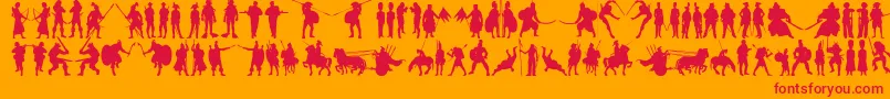 Timewarriors11-Schriftart – Rote Schriften auf orangefarbenem Hintergrund