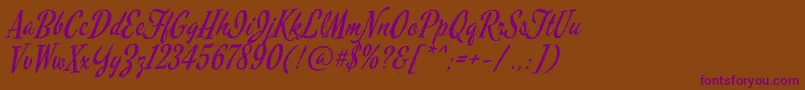 MervalescriptRegular Font – Purple Fonts on Brown Background