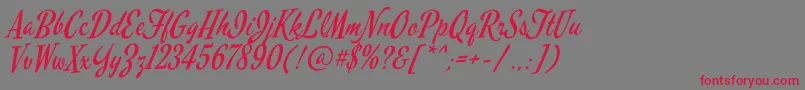 MervalescriptRegular Font – Red Fonts on Gray Background