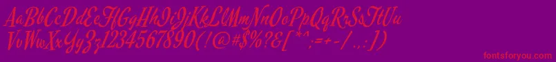 MervalescriptRegular Font – Red Fonts on Purple Background