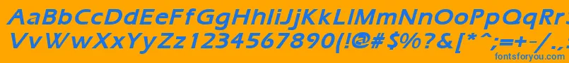 Czcionka ErgoemildBoldItalic – niebieskie czcionki na pomarańczowym tle