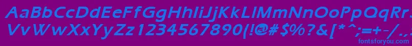 フォントErgoemildBoldItalic – 紫色の背景に青い文字