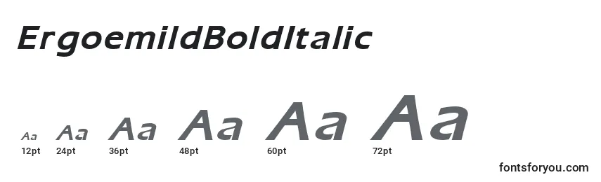 Größen der Schriftart ErgoemildBoldItalic