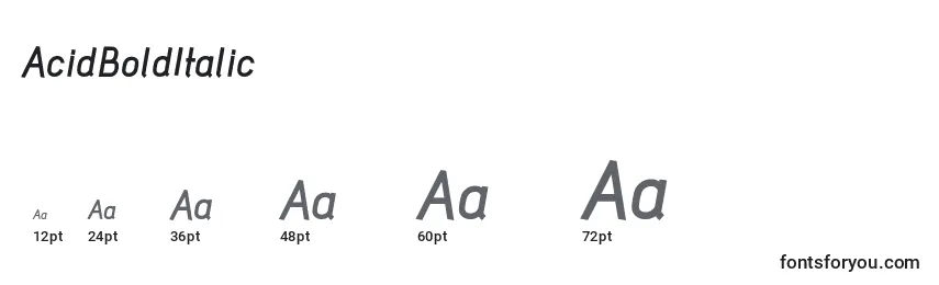 Размеры шрифта AcidBoldItalic