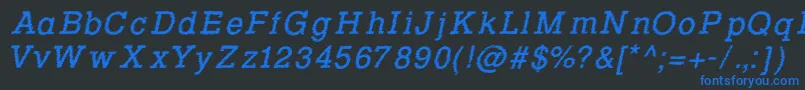 RowdyTypemachine2Italic Font – Blue Fonts on Black Background