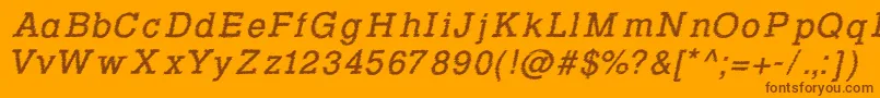 RowdyTypemachine2Italic Font – Brown Fonts on Orange Background