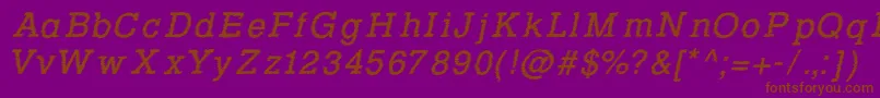 RowdyTypemachine2Italic Font – Brown Fonts on Purple Background