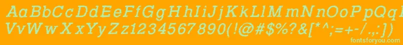 RowdyTypemachine2Italic Font – Green Fonts on Orange Background
