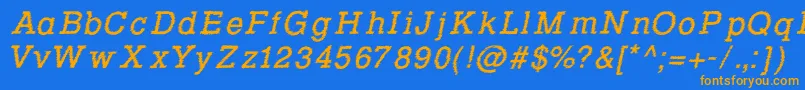 RowdyTypemachine2Italic Font – Orange Fonts on Blue Background