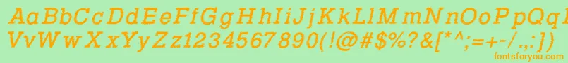 RowdyTypemachine2Italic Font – Orange Fonts on Green Background