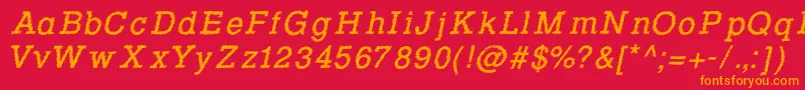 RowdyTypemachine2Italic Font – Orange Fonts on Red Background