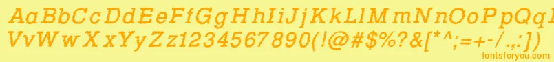 RowdyTypemachine2Italic Font – Orange Fonts on Yellow Background