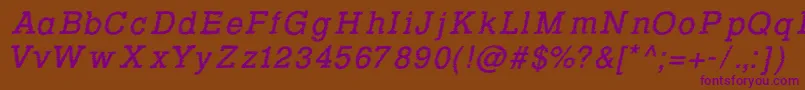 RowdyTypemachine2Italic Font – Purple Fonts on Brown Background