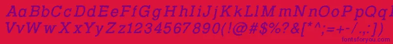 RowdyTypemachine2Italic-fontti – violetit fontit punaisella taustalla