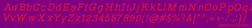 RowdyTypemachine2Italic Font – Red Fonts on Purple Background