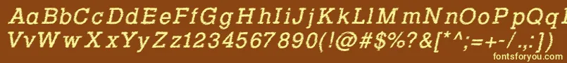 RowdyTypemachine2Italic Font – Yellow Fonts on Brown Background