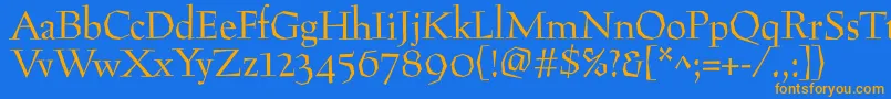 Preissigantikva Font – Orange Fonts on Blue Background