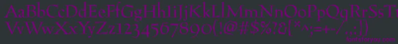 Czcionka Preissigantikva – fioletowe czcionki na czarnym tle