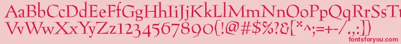Preissigantikva-Schriftart – Rote Schriften auf rosa Hintergrund