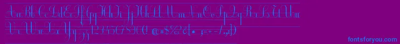 EcolierCp Font – Blue Fonts on Purple Background