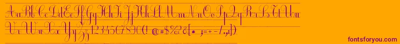 EcolierCp-Schriftart – Violette Schriften auf orangefarbenem Hintergrund