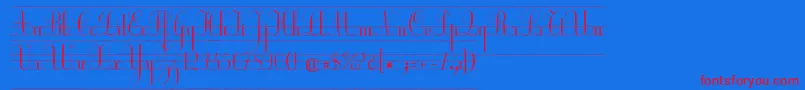 フォントEcolierCp – 赤い文字の青い背景