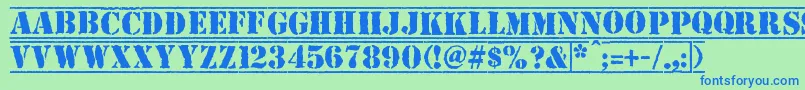 フォントTop Secret – 青い文字は緑の背景です。