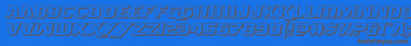 Borgsquad3D-Schriftart – Braune Schriften auf blauem Hintergrund