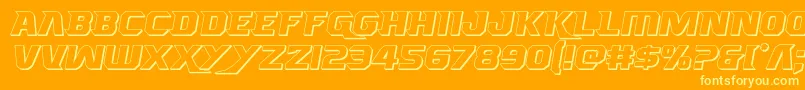 Borgsquad3D-Schriftart – Gelbe Schriften auf orangefarbenem Hintergrund