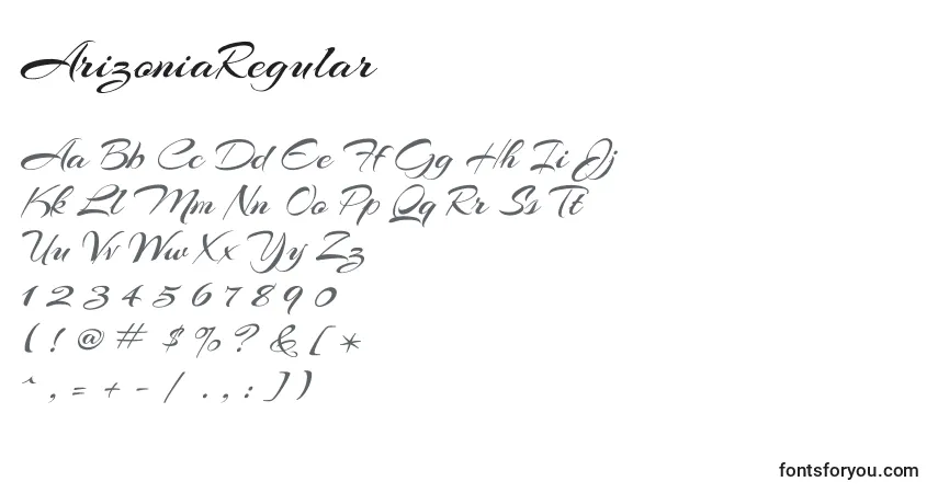 ArizoniaRegular Font – alphabet, numbers, special characters