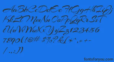ArizoniaRegular font – Black Fonts On Blue Background