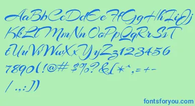 ArizoniaRegular font – Blue Fonts On Green Background