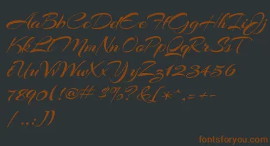 ArizoniaRegular font – Brown Fonts On Black Background