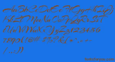 ArizoniaRegular font – Brown Fonts On Blue Background