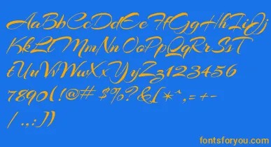 ArizoniaRegular font – Orange Fonts On Blue Background