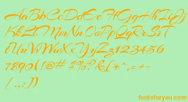 ArizoniaRegular font – Orange Fonts On Green Background