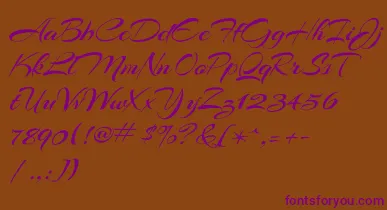 ArizoniaRegular font – Purple Fonts On Brown Background