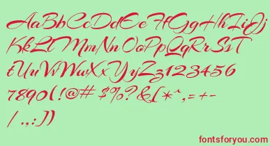 ArizoniaRegular font – Red Fonts On Green Background