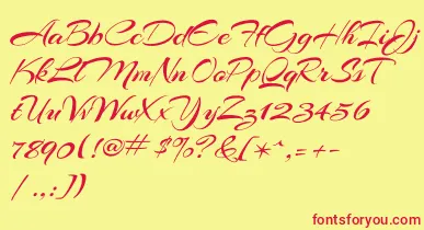 ArizoniaRegular font – Red Fonts On Yellow Background