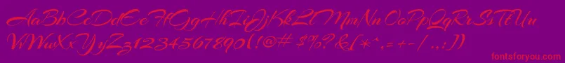 ArizoniaRegular-Schriftart – Rote Schriften auf violettem Hintergrund