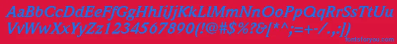 ItcWeidemannLtBoldItalic Font – Blue Fonts on Red Background