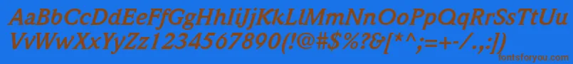 ItcWeidemannLtBoldItalic Font – Brown Fonts on Blue Background