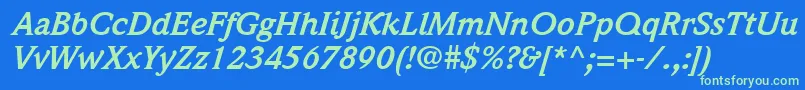 ItcWeidemannLtBoldItalic Font – Green Fonts on Blue Background