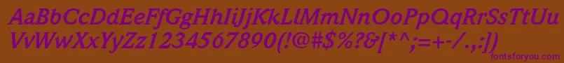 ItcWeidemannLtBoldItalic-Schriftart – Violette Schriften auf braunem Hintergrund