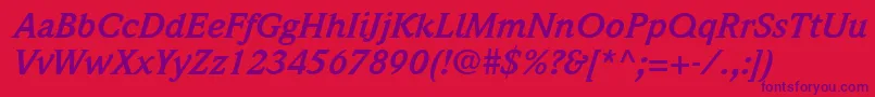 Police ItcWeidemannLtBoldItalic – polices violettes sur fond rouge