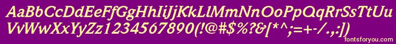 ItcWeidemannLtBoldItalic Font – Yellow Fonts on Purple Background