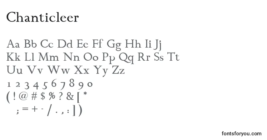 Czcionka Chanticleer – alfabet, cyfry, specjalne znaki
