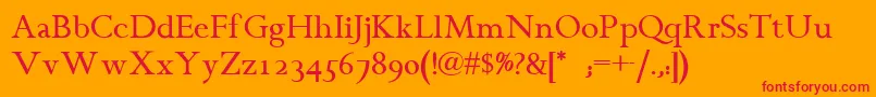 Chanticleer-Schriftart – Rote Schriften auf orangefarbenem Hintergrund
