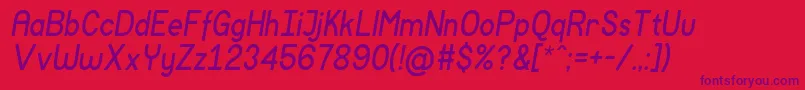 MockupItalic Font – Purple Fonts on Red Background