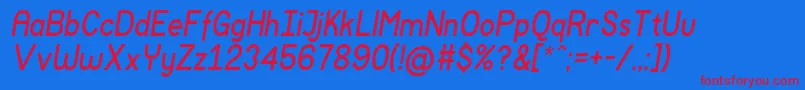 MockupItalic Font – Red Fonts on Blue Background